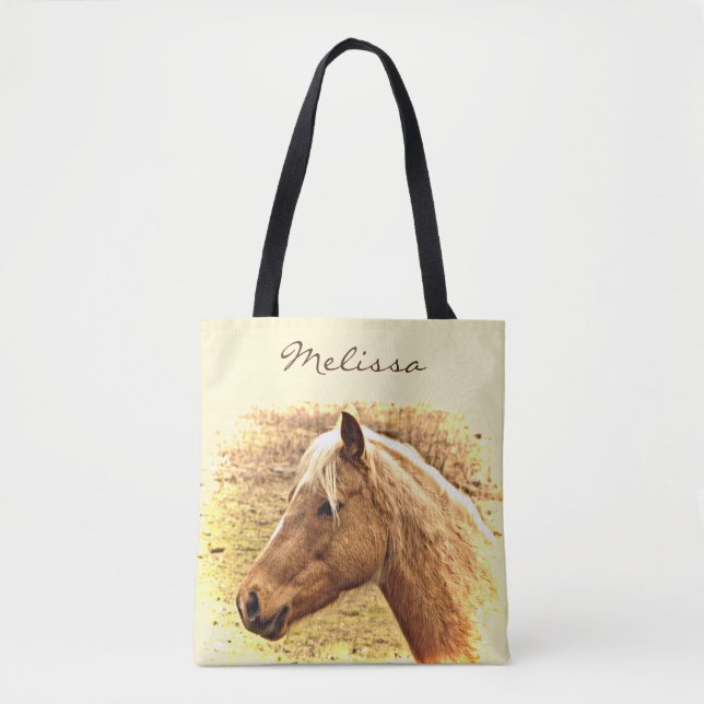 Sunny Brown Gold Horse Animal Tote Bag (Front)