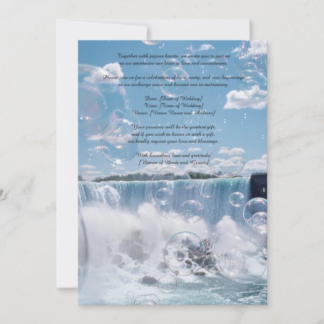 Sunny Bubbly Faire-part de mariage de chute d'eau  (Devant)
