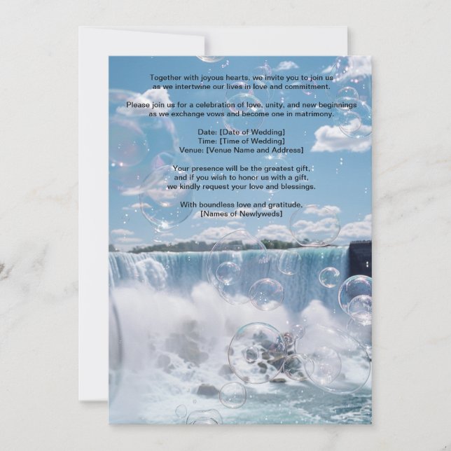 Sunny Bubbly Waterfall Wedding Invitation  (Front)
