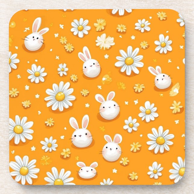 Sunny Bunnies & Daisies Coaster (Front)