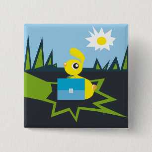Sunny Bunny 2 Inch Square Button
