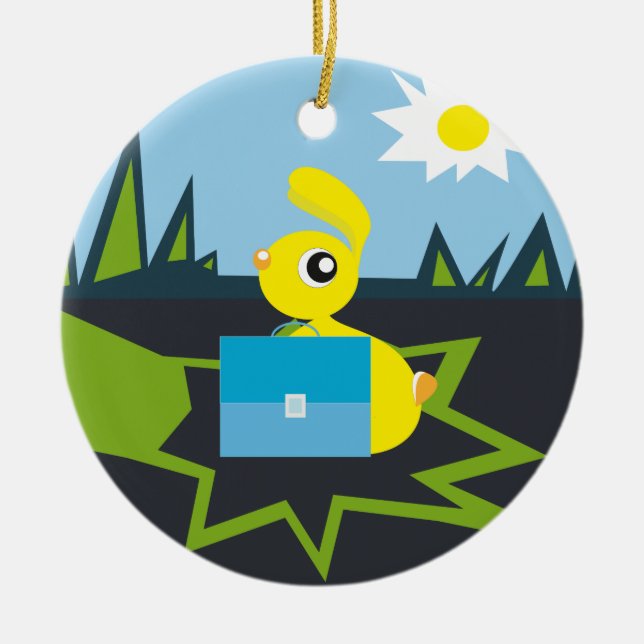 Sunny Bunny Ceramic Ornament (Front)