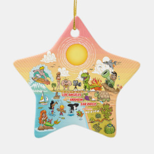 Sunny California Combo Ceramic Ornament