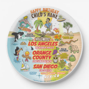 Sunny California Paper Plate