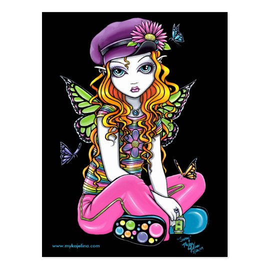 "Sunny" Candied Butterfly Rainbow Fairy Postcard