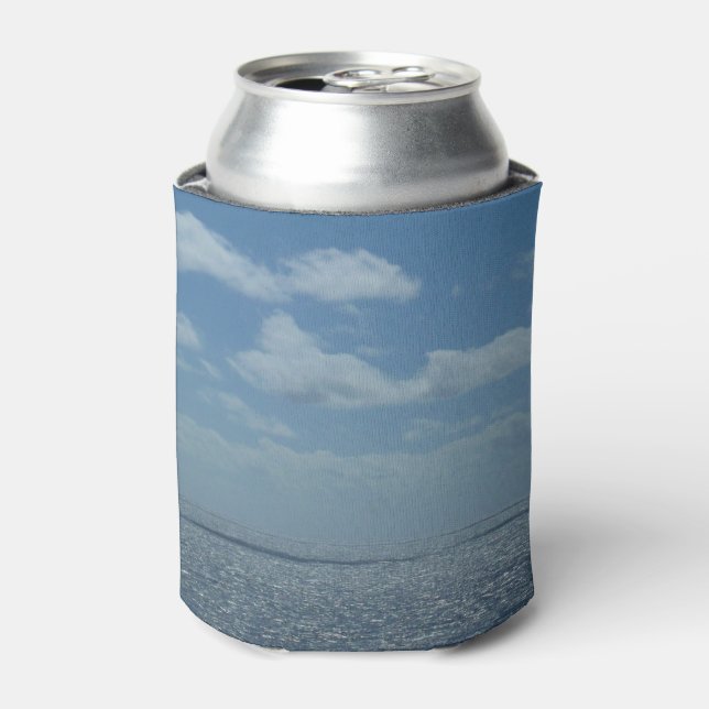 Sunny Caribbean Sea Blue Ocean Can Cooler (Can Front)