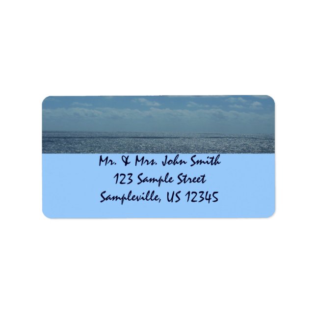 Sunny Caribbean Sea Blue Ocean Label (Front)