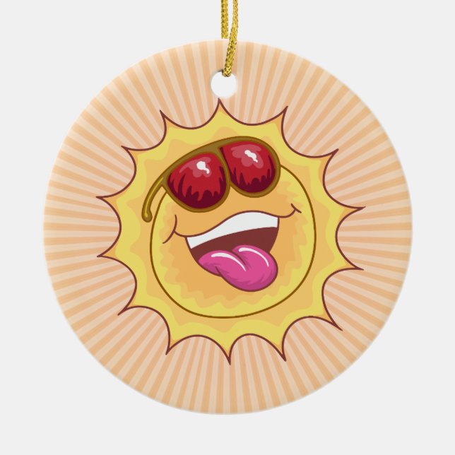 Sunny Cartoon Ceramic Ornament (Front)
