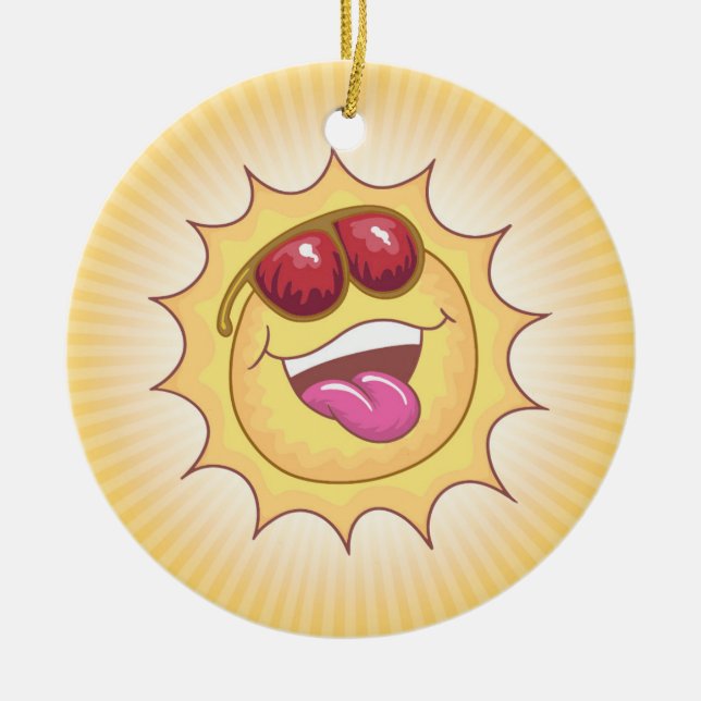 Sunny Cartoon Ceramic Ornament (Front)