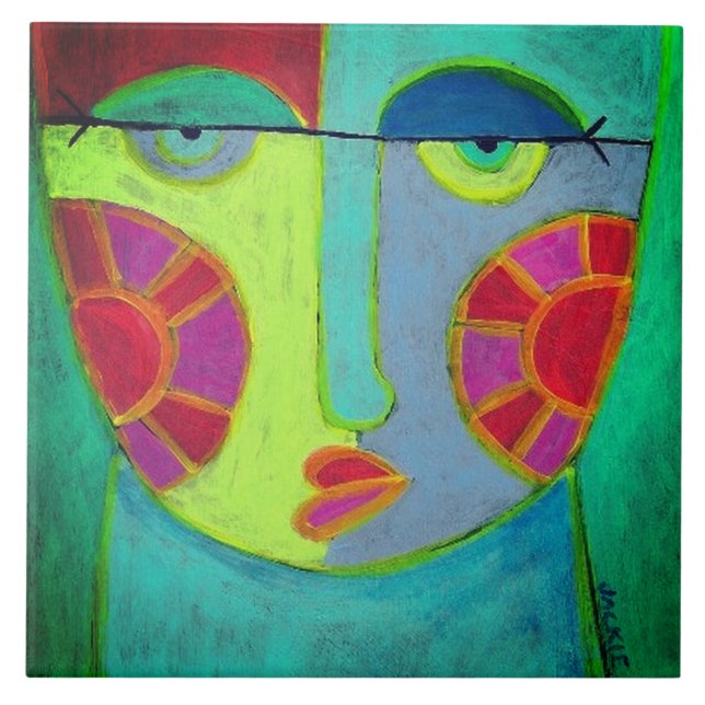 Sunny Cheeks Abstract Face Painting Tile (Front)