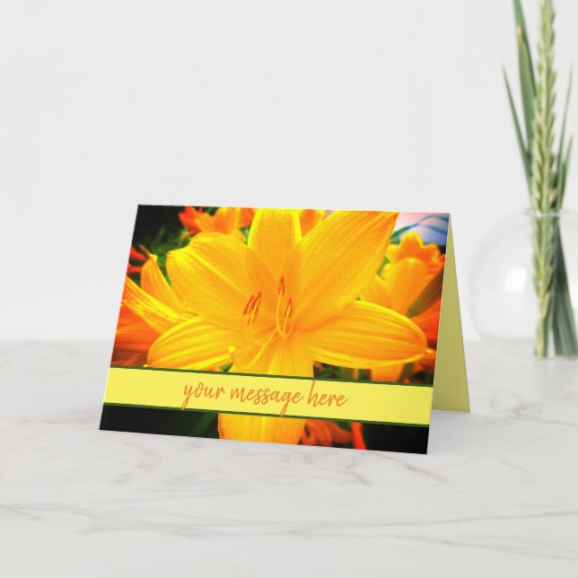 Sunny Cheerful Day Lily Flowers Custom Message Car Card (Front)