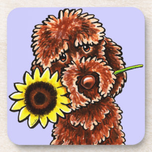 Sunny Chocolate Labradoodle Off-Leash Art™ Coaster