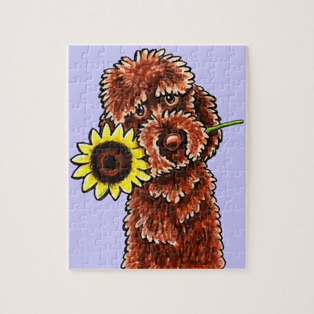 Sunny Chocolate Labradoodle Off-Leash Art™ Jigsaw Puzzle (Vertical)