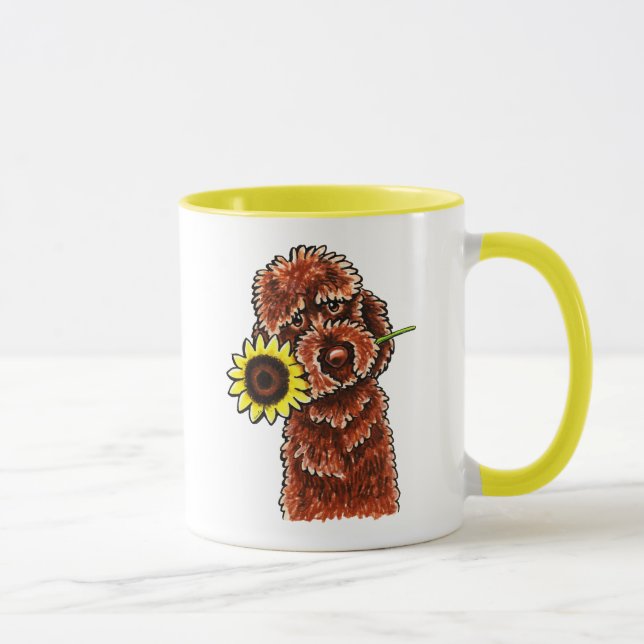 Sunny Chocolate Labradoodle Off-Leash Art™ Mug (Right)
