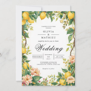 Sunny Citrus Arch Floral Wedding Invitation