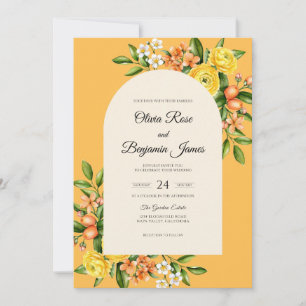 Sunny Citrus Orange Eucalyptus Wedding Invitation