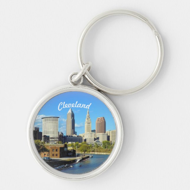  Sunny Cleveland River Skyline Keychain (Front)
