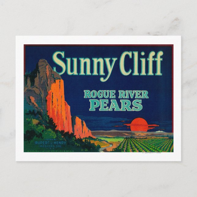 Sunny Cliff Pear Crate LabelMedford, OR Postcard (Front)