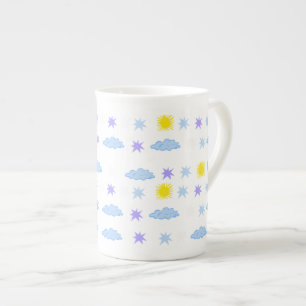 Sunny, Cloudy, Starry Weather Pattern Bone China Mug