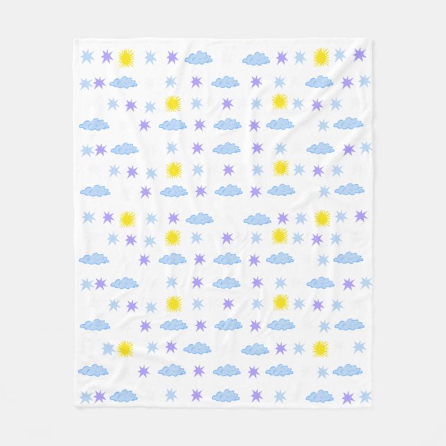 Sunny, Cloudy, Starry Weather Pattern Fleece Blanket (Front)