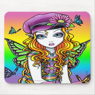 "Sunny" Cute Rainbow Butterfly Fairy Mousepad