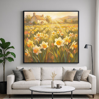 Sunny Daffodils - Pastel Painting Style Art Poster