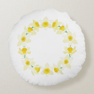 Sunny Daffodils.  Round Pillow