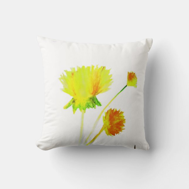 Sunny dandelition throw pillow (Front)