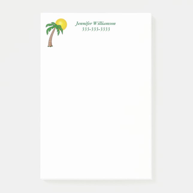 Sunny Day at the Beach Palm Tree Custom Wording Post-it Notes (Front)