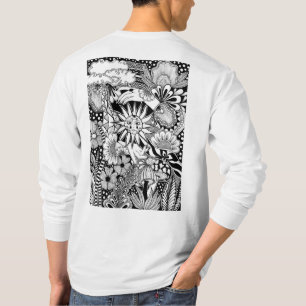 Sunny day - Black and White Surreal Botanical Art T-Shirt