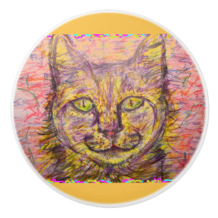 sunny day cat ceramic knob