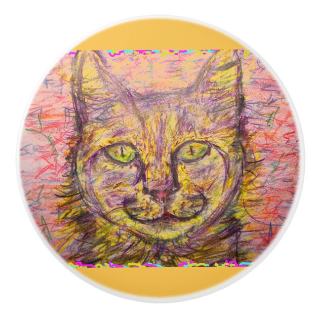 sunny day cat ceramic knob (Front)