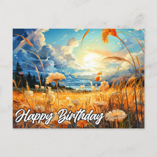 Sunny Day In the Prairie   Happy Birthday Postcard