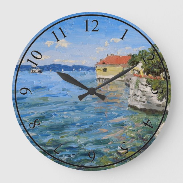 Sunny Day on Lake Constance in Southern Germany Large Clock (Front)
