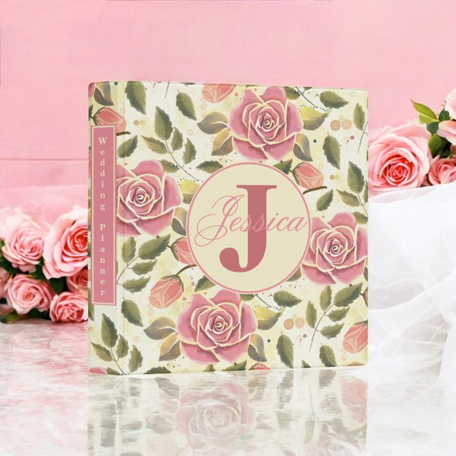 Sunny Day Roses wedding planner  Binder (Rose patterned wedding planner)