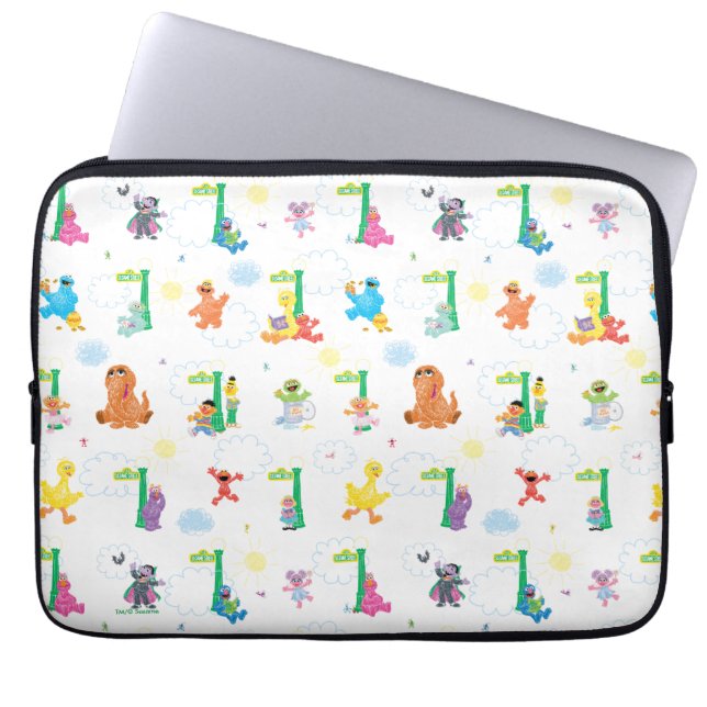 Sunny Day Sesame Street Pattern Laptop Sleeve (Front)