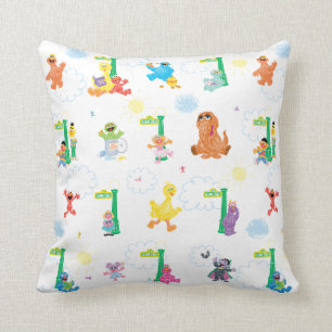 Sunny Day Sesame Street Pattern Throw Pillow