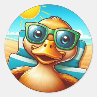Sunny day Summer Fun on beach  Classic Round Sticker