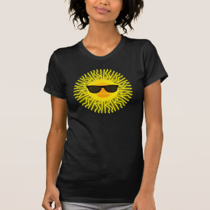 Sunny Day Sun Rays Tropical Summer Beach Theme Blk T-Shirt