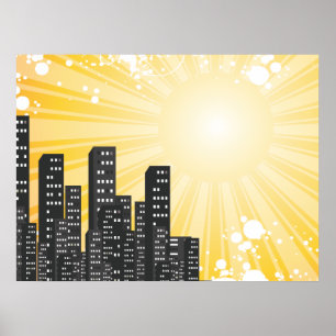 sunny day vector cityscape poster