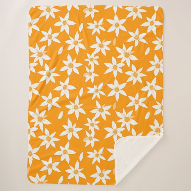 Sunny Delight flower pattern Sherpa Blanket (Front)
