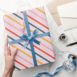 Sunny Diagonal Stripes Wrapping Paper