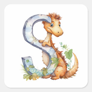 Sunny Dinosaur and the Letter S Square Sticker