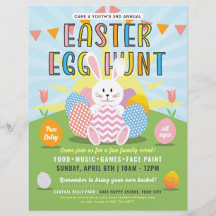 Sunny Easter Bunny Colourful Egg Hunt Event Flyer