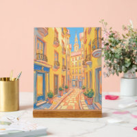 Sunny European Street Cozy Architecture Travel Art