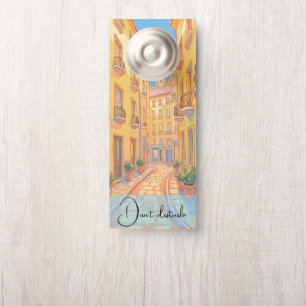 Sunny European Street Cozy Architecture Travel Art Door Hanger