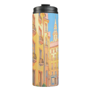 Sunny European Street Cozy Architecture Travel Art Thermal Tumbler