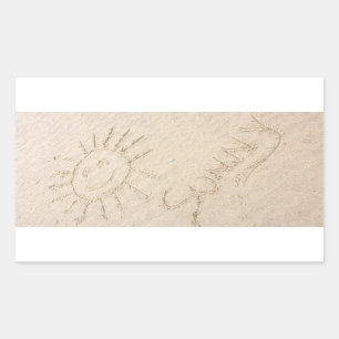 Sunny face in the sand happy beach sticker