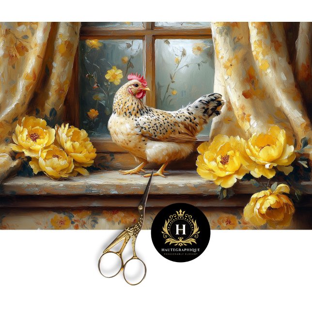Sunny Farmhouse Chicken Yellow Roses Decoupage Tissue Paper (Creator Uploaded)