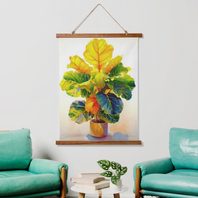 Sunny Fiddle Leaf Fig Tree Hanging Tapestry (Living Room)